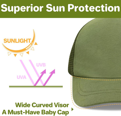 qikqik Baby Baseball Cap Toddler Baseball Hat with Mesh Infant Sun Hat UPF 50+ Baby Ball Cap