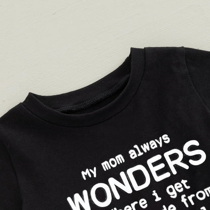 wdehow Toddler Kids Baby Boy Summer Clothes Sets 1T 2T 3T 4T 5T Letter Print Short Sleeve Tops