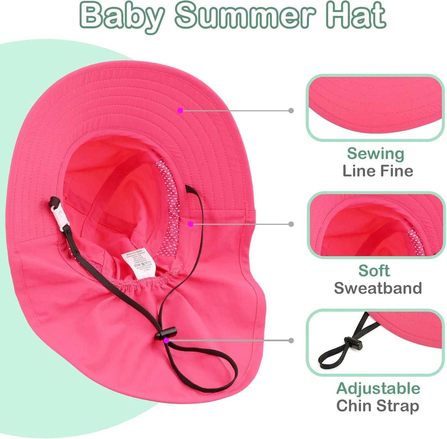 XIAOHAWANG Girls Sun Hat Baby Beach Hats Boys UPF 50+ Kids Summer Protection Cap Toddler Breathable