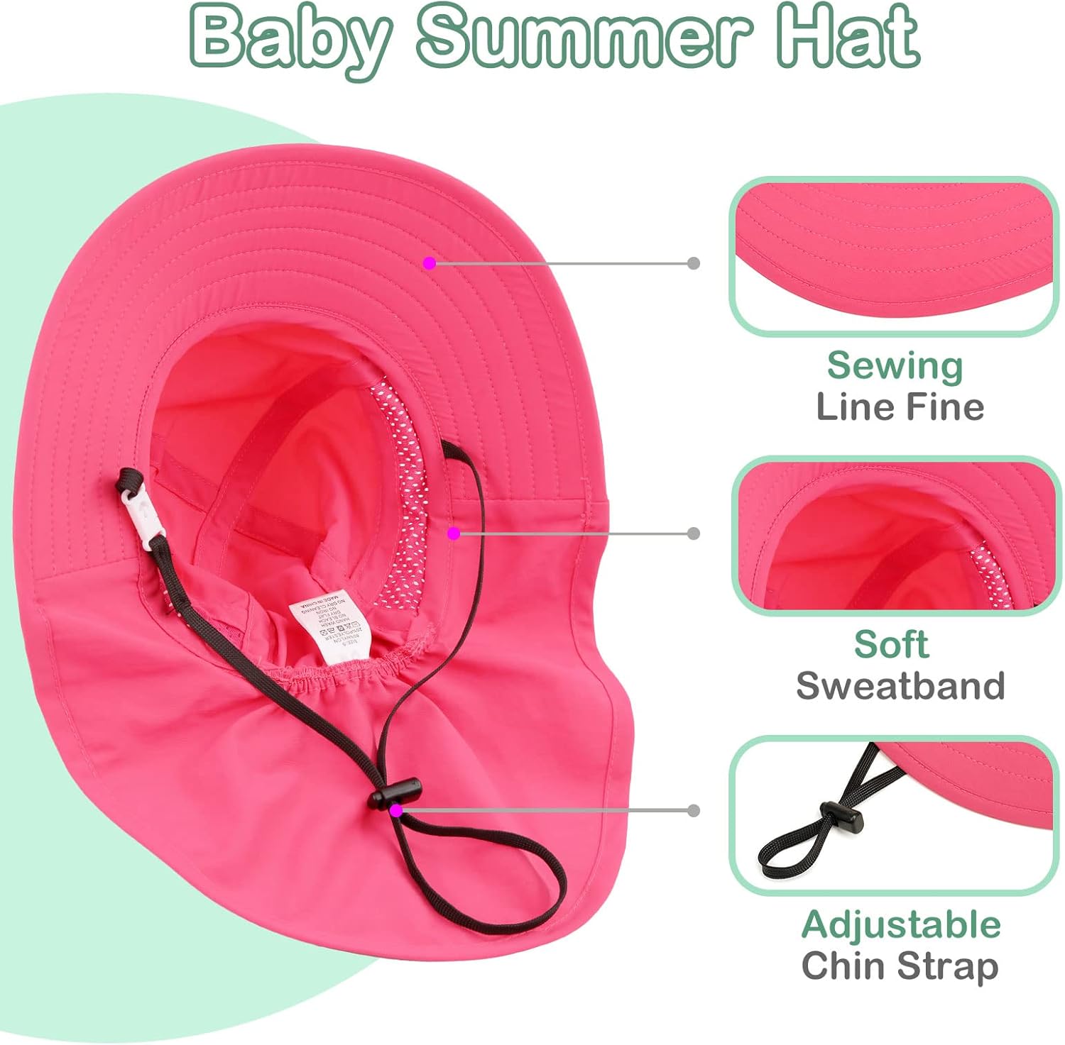 XIAOHAWANG Girls Sun Hat Baby Beach Hats Boys UPF 50+ Kids Summer Protection Cap Toddler Breathable