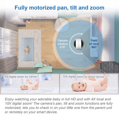 VTech RM7764HD 1080p WiFi Remote Access Baby Monitor, 360° Pan&Tilt, 7” 720p HD Display, HD Night