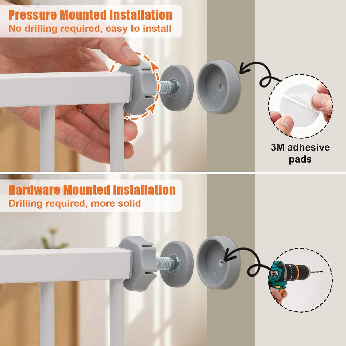 keny 29"-42.5" Baby Gate for Stairs, Auto Close Safety Dog Gate