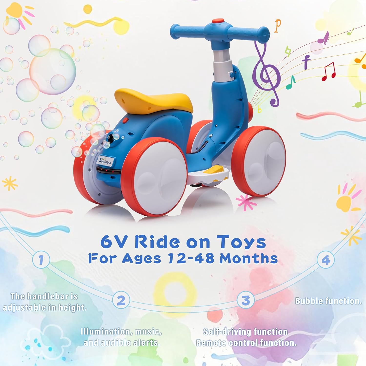 6V Electric Baby Balance Bike for 1 Year Old Boys Girls Ride on Toys 12-48 Months Toddler Balance
