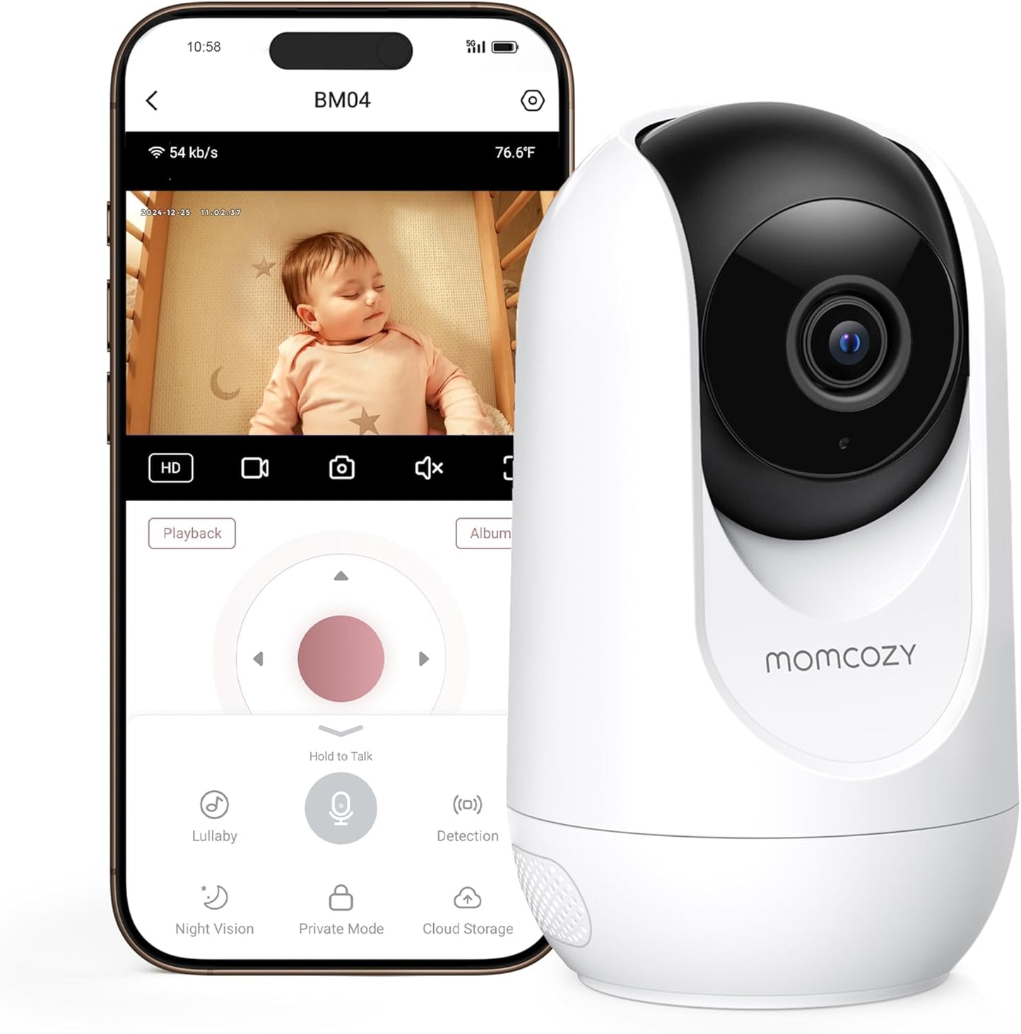 Momcozy Smart WiFi Baby Monitor, APP Control Baby Monitor with Camera & Audio, Danger Zone Alert