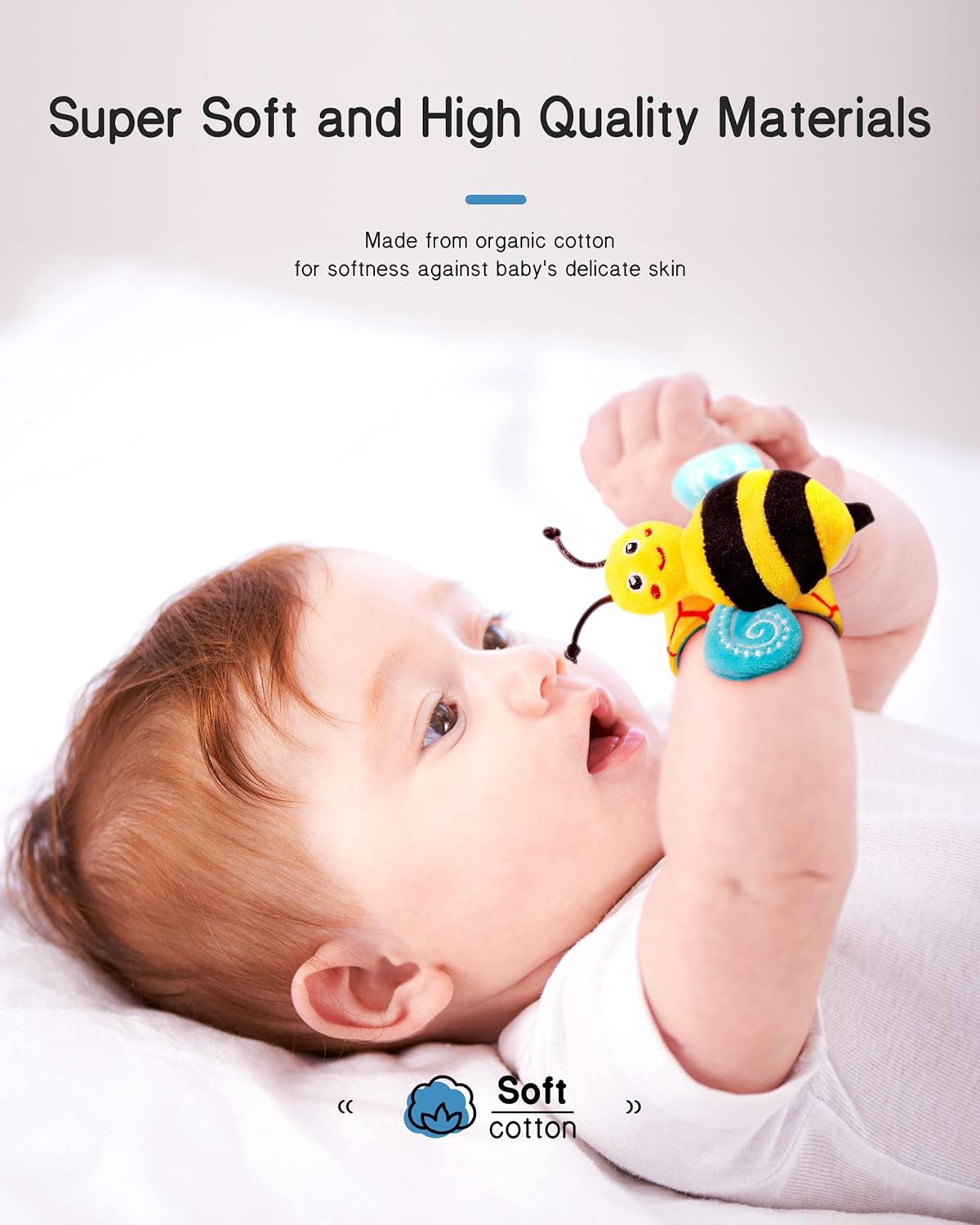 Infinno Baby Wrist Rattle Socks and Foot Finder Set, Perfect Baby Toys for 0-12 Months Newborn Boys