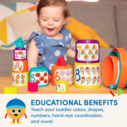 Battat Stacking Cups Shape Sorter, Sort & Stack Nesting Cups Set, Toddler