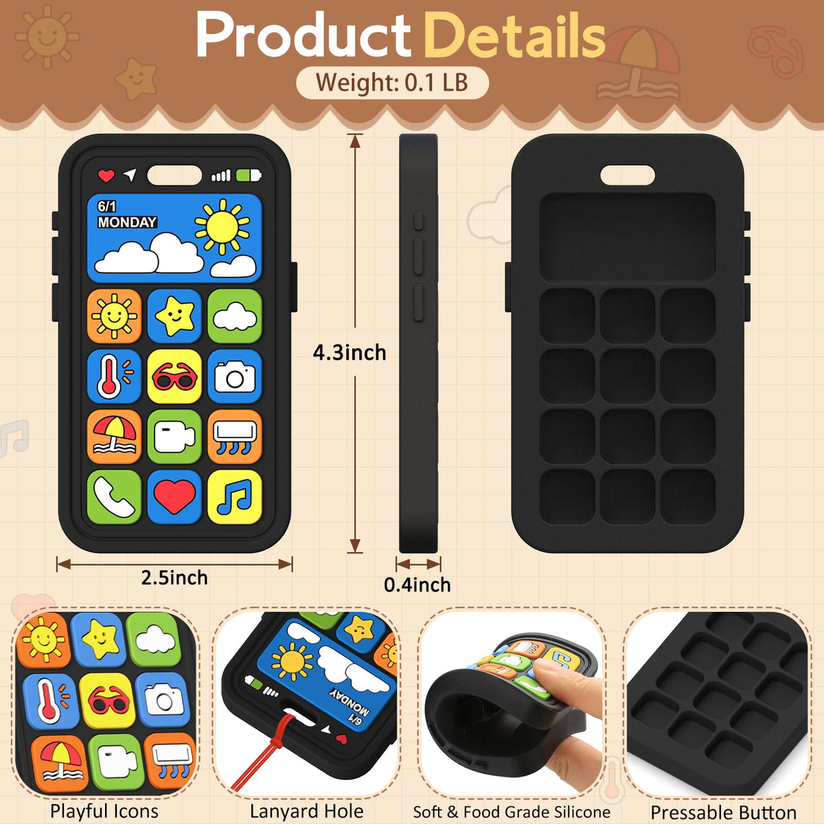 Baby Teething Toys Silicone Baby Phone Teether Over 3 Months