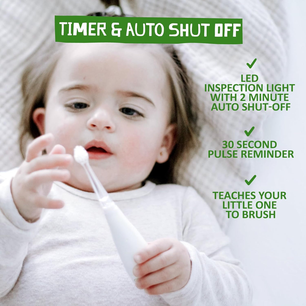 Jack N' Jill Tickle Tooth Toddler Electric Toothbrush with Replacement Head - Gentle Cleaning, Made