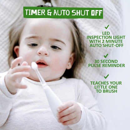 Jack N' Jill Tickle Tooth Toddler Electric Toothbrush with Replacement Head - Gentle Cleaning, Made
