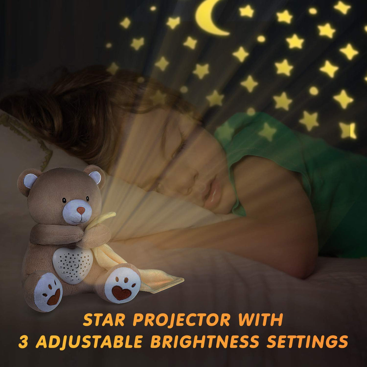 BEREST Rechargeable Baby Sleep Soother Bear, Mom's Heartbeat & Lullabies, White Noise Sound