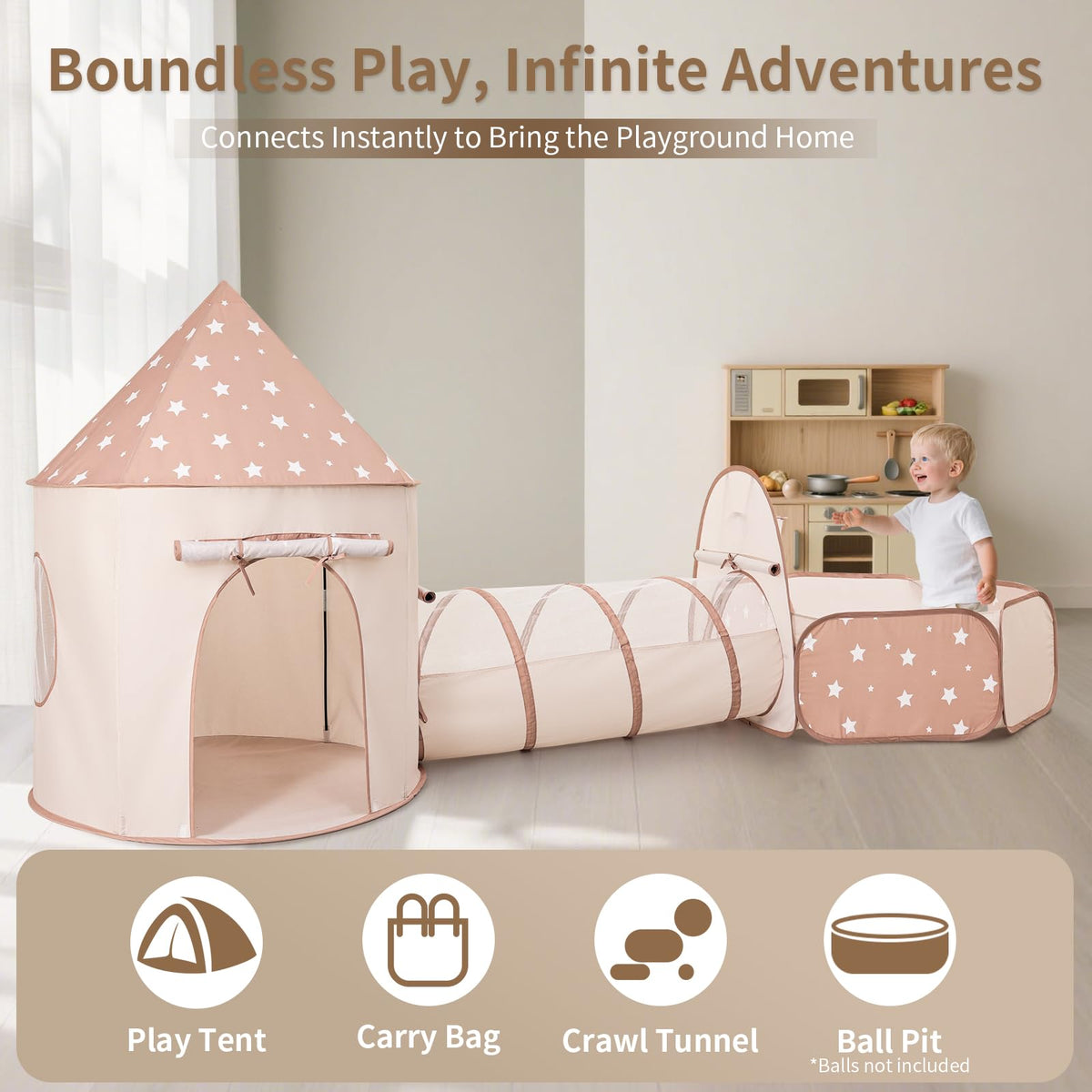 Sumbababy Kids Tent with Crawl Tunnel: Ball Pit for Toddlers - Ball Pit Tunnels for Young Children