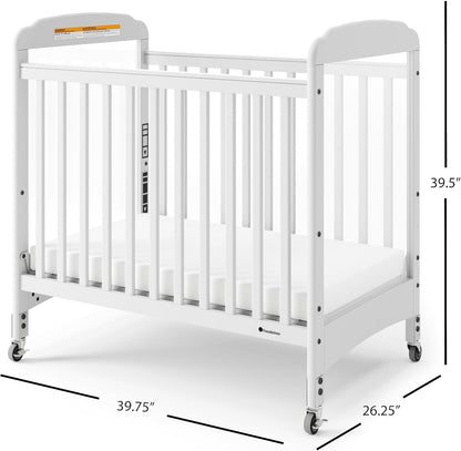 Foundations Serenity Compact Clearview Daycare Crib, Fixed Side, Durable Wood Construction