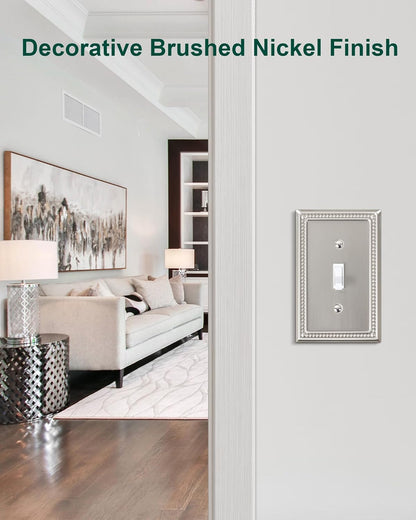6-Pack Single Toggle Light Switch Cover Plate, Pearls Decorative Switch Plate Covers, Brushed