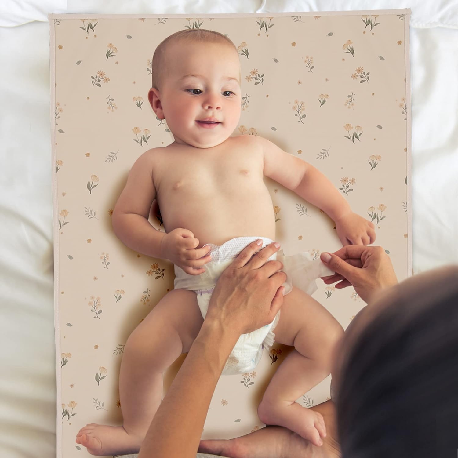 Vegan Leather Baby Changing Mat - Wipeable Portable Changing Pad, Foldable Travel Changing Mat for