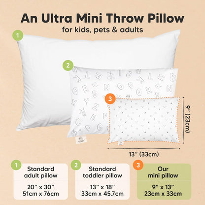Mini Toddler Pillow with Pillowcase - 9x13 My Little Dreamy Travel Kids Pillow for Sleeping