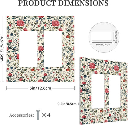 Decorative Outlet Covers Vintage Flowers Rose Leaf Bird Butterfly 2 Gang Double GFCI Rocker