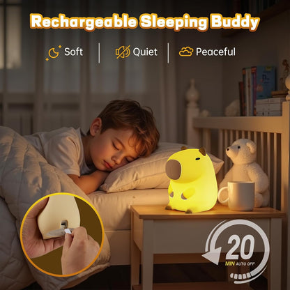 Capybara Night Light for Kids, Cute Capybara Lamp Silicone Baby Nursery Night Lamp, Dimmable