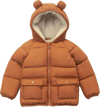 Rokka&Rolla Baby Boys' Water-Resistant Sherpa Fleece Lined Puffer Jacket Winter Coat for Newborn