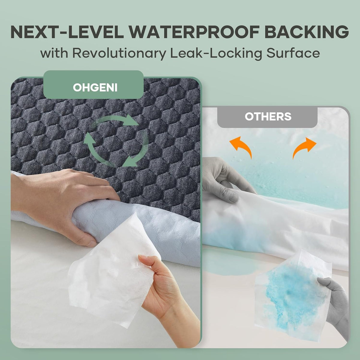 OhGeni 100% Waterproof Mattress Protector, Twin XL-Gray Size Mattress Pad, Fits 6"-20" Mattresses