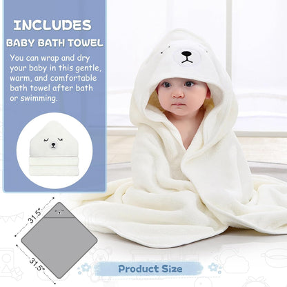 MoreFeel Collapsible Baby Bathtub for Newborn with Thermometer & 1 Hooded Towel & 1 Soft Floating