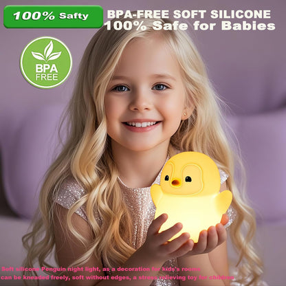 DREAMING MY DREAM Cute Penguin Night Light,LED Squishy Novelty Penguin Lamp,2 Levels Dimmable