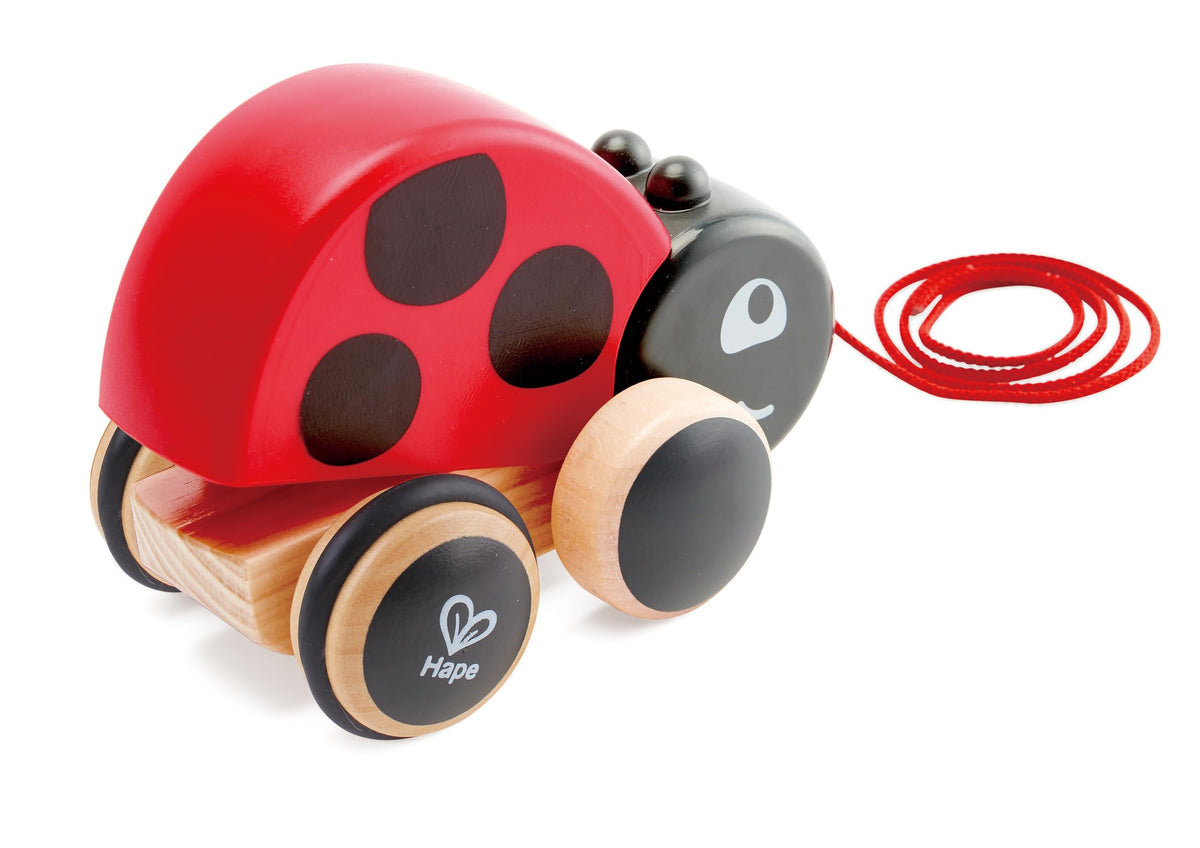 Hape Ladybug Pull-Along | Easy Pull Flapping Wooden Toddler Toy, Multi-Color