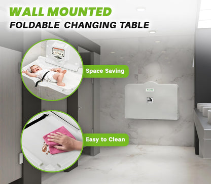 Alpine Wall Mounted Baby Changing Station - Horizontal Baby Changing Table Foldable Diaper Tables