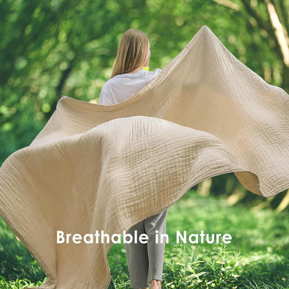 EMME Cotton Throw Blanket Large 50"x70" Gifts for Women 100% Muslin for Couch Breathable Gauze All