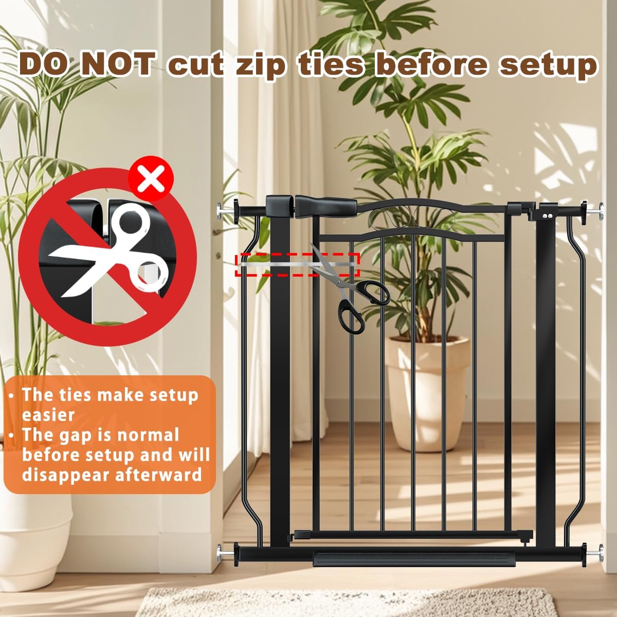 29.5-43.7" Wide Baby Gate for Stairs No Drilling, 30" Tall Metal Pet Baby Safety Gates with