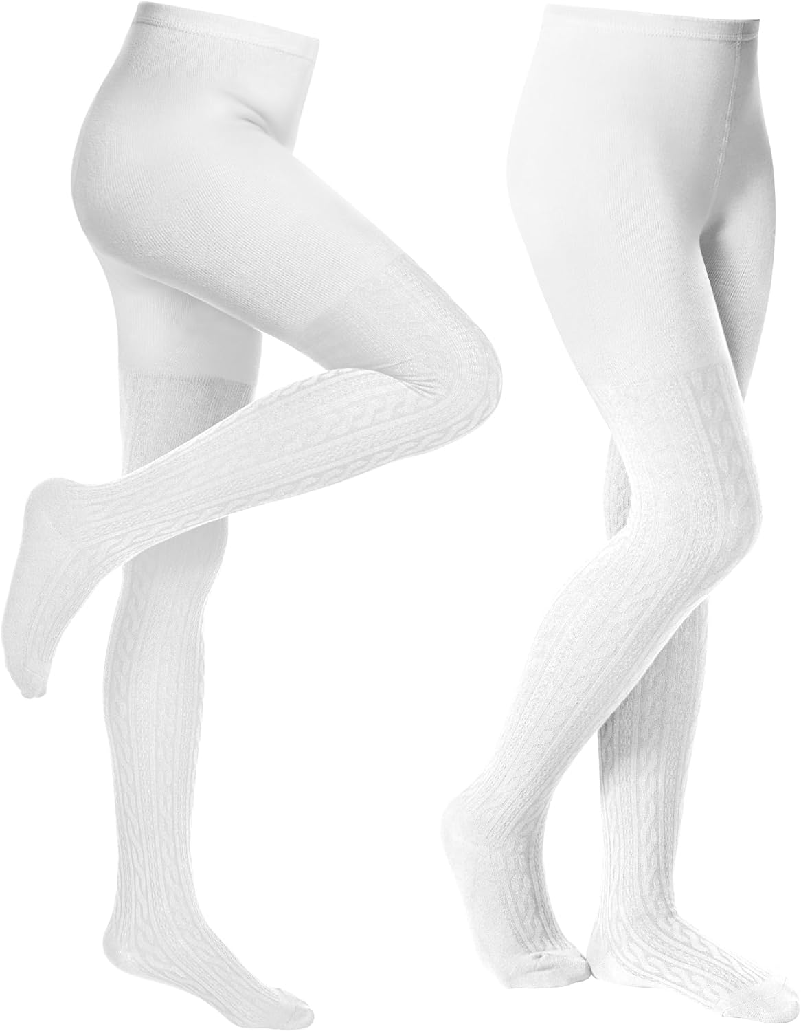 Baby Girls Tights Cable Knit Toddler Leggings Winter Solid Cotton Tights School Stockings 2 Pack
