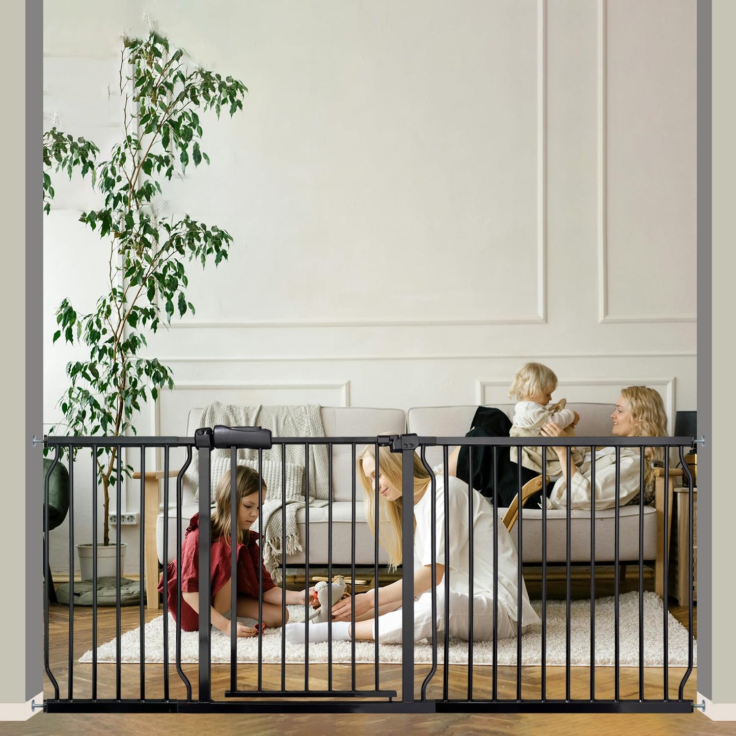Baby Gates Extra Wide 71.5-76.4 Inch Large Baby Gates for Stairs Tension Pet Dog Gates Indoor for