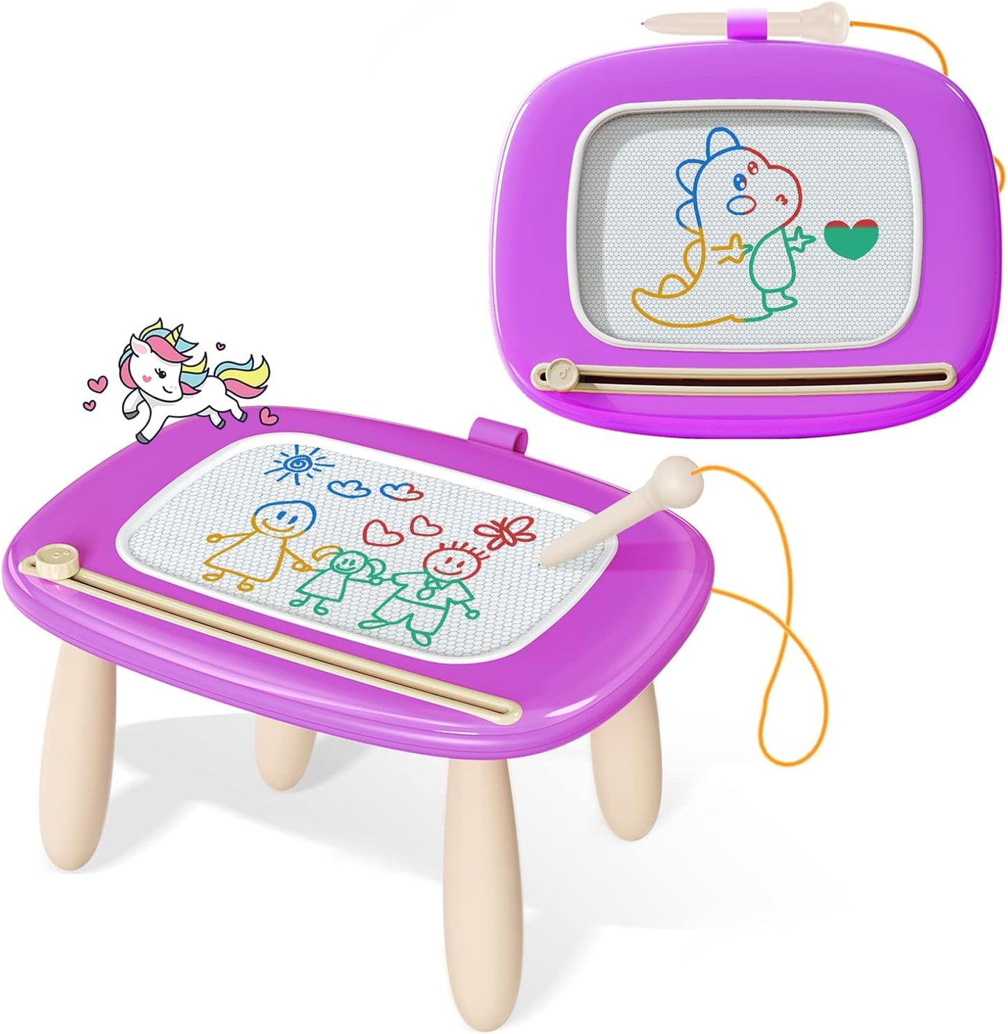 Kikidex Toddler Magnetic Drawing Board, Age 1-3, Purple, Toddler Girl Toys, Doodle Board Pad