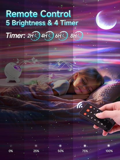 Northern Lights Projector,180 Lighting Modes Galaxy Projector for Bedroom,15 White Noise&Bluetooth