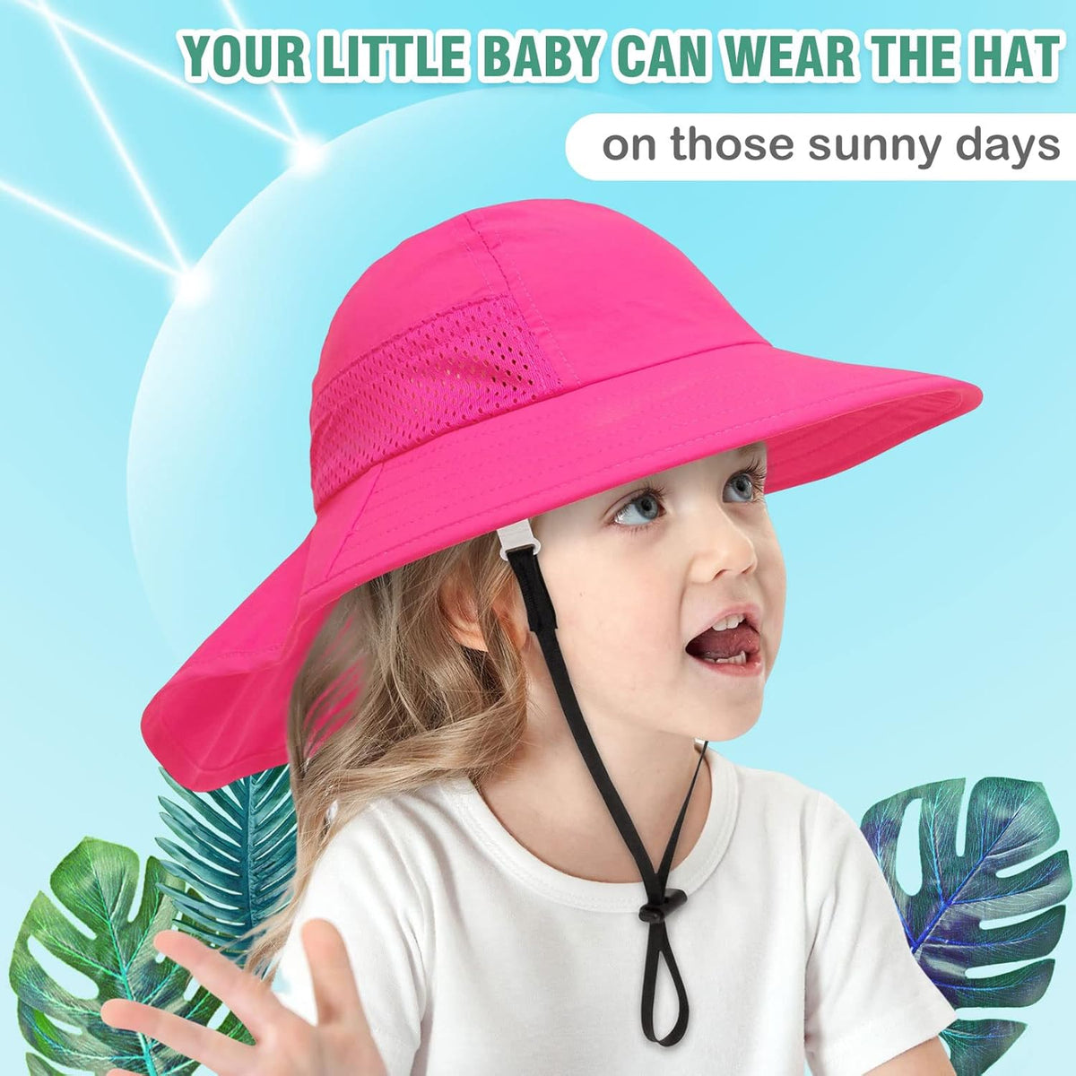 XIAOHAWANG Girls Sun Hat Baby Beach Hats Boys UPF 50+ Kids Summer Protection Cap Toddler Breathable