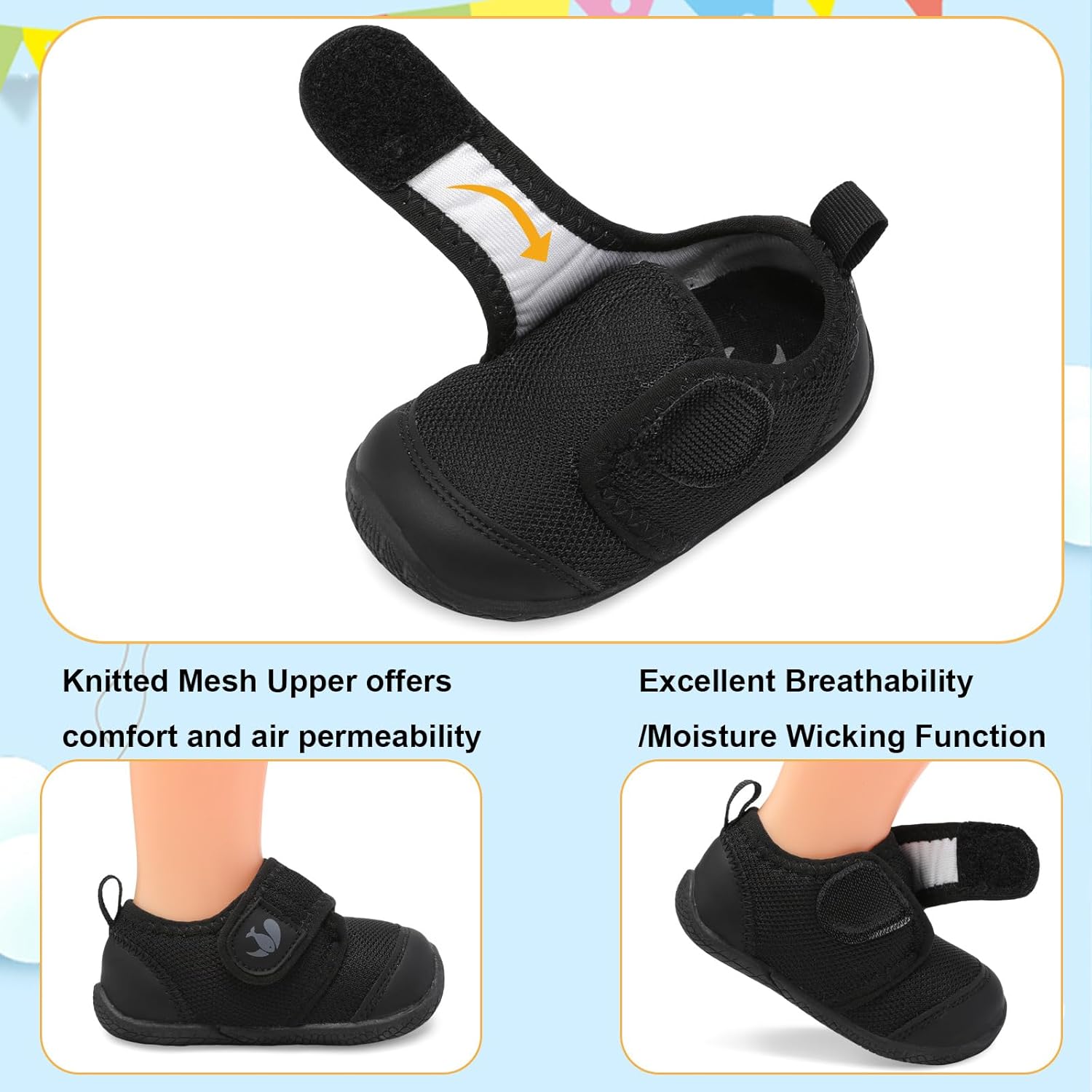 FEETCITY Baby First Walking Shoes Boys Girls Infant Sneakers Crib Shoes Breathable Lightweight Slip