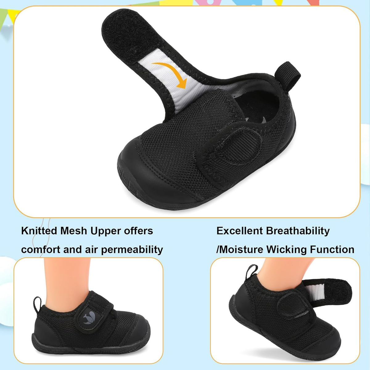 FEETCITY Baby First Walking Shoes Boys Girls Infant Sneakers Crib Shoes Breathable Lightweight Slip