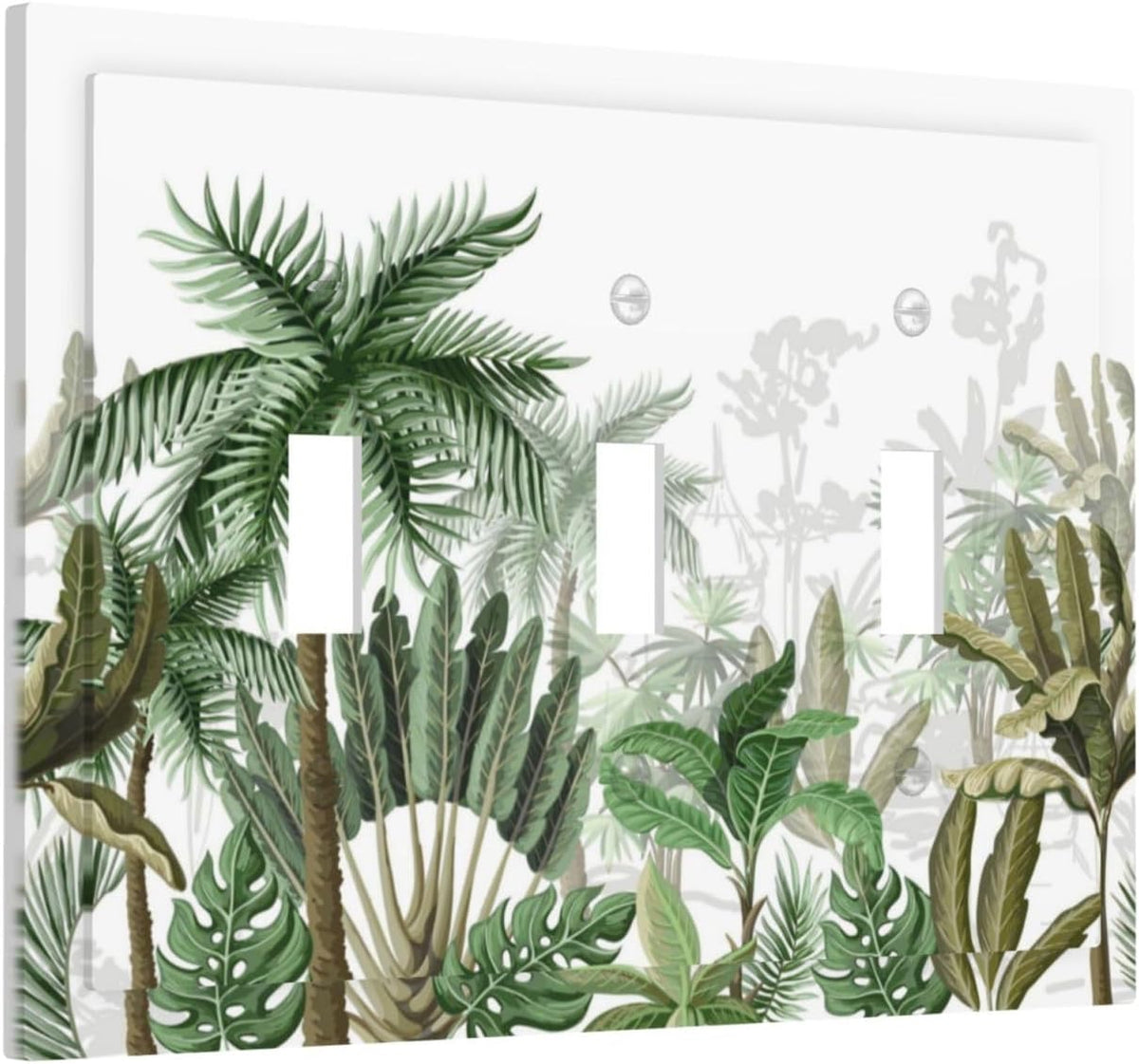 Palm Tree Banana Leaf Green Rainforest Natural Landscape Decorative Switch Plates 3 Gang Wall Plate