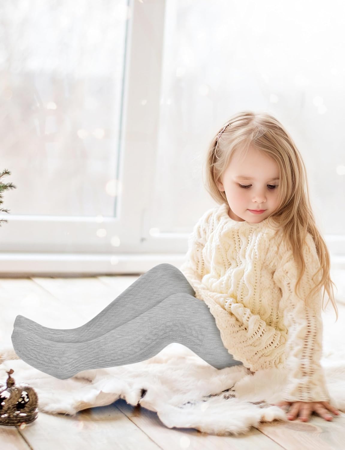 Baby Girls Tights Cable Knit Toddler Leggings Winter Solid Cotton Tights School Stockings 2 Pack