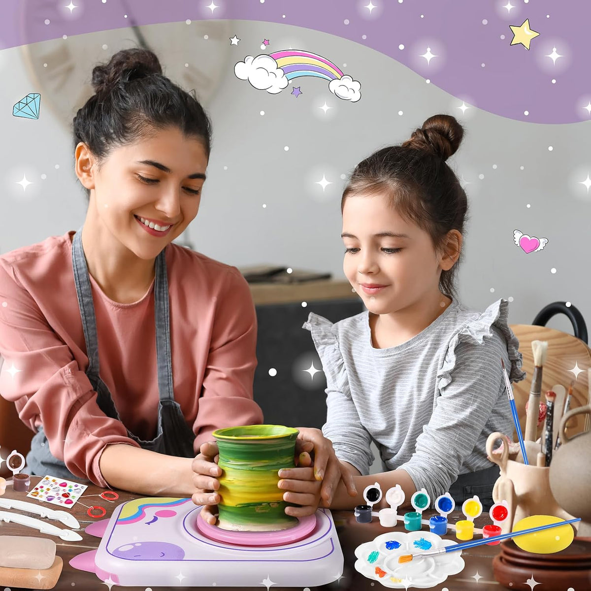 Pottery Wheel for Kids，Art Supplies Arts & Crafts Kit, Crafts Toys for Girls 8-12, Pottery Studio