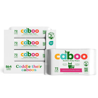 Caboo Baby Wipes, Made with Bamboo Viscose, Certified Made Safe Ingredients, Unscented Baby Wipes