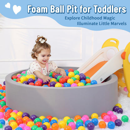 Wilwolfer Foam Ball Pit for Toddlers with 100 Balls, Large Baby Ball Pit for Babies with Soft
