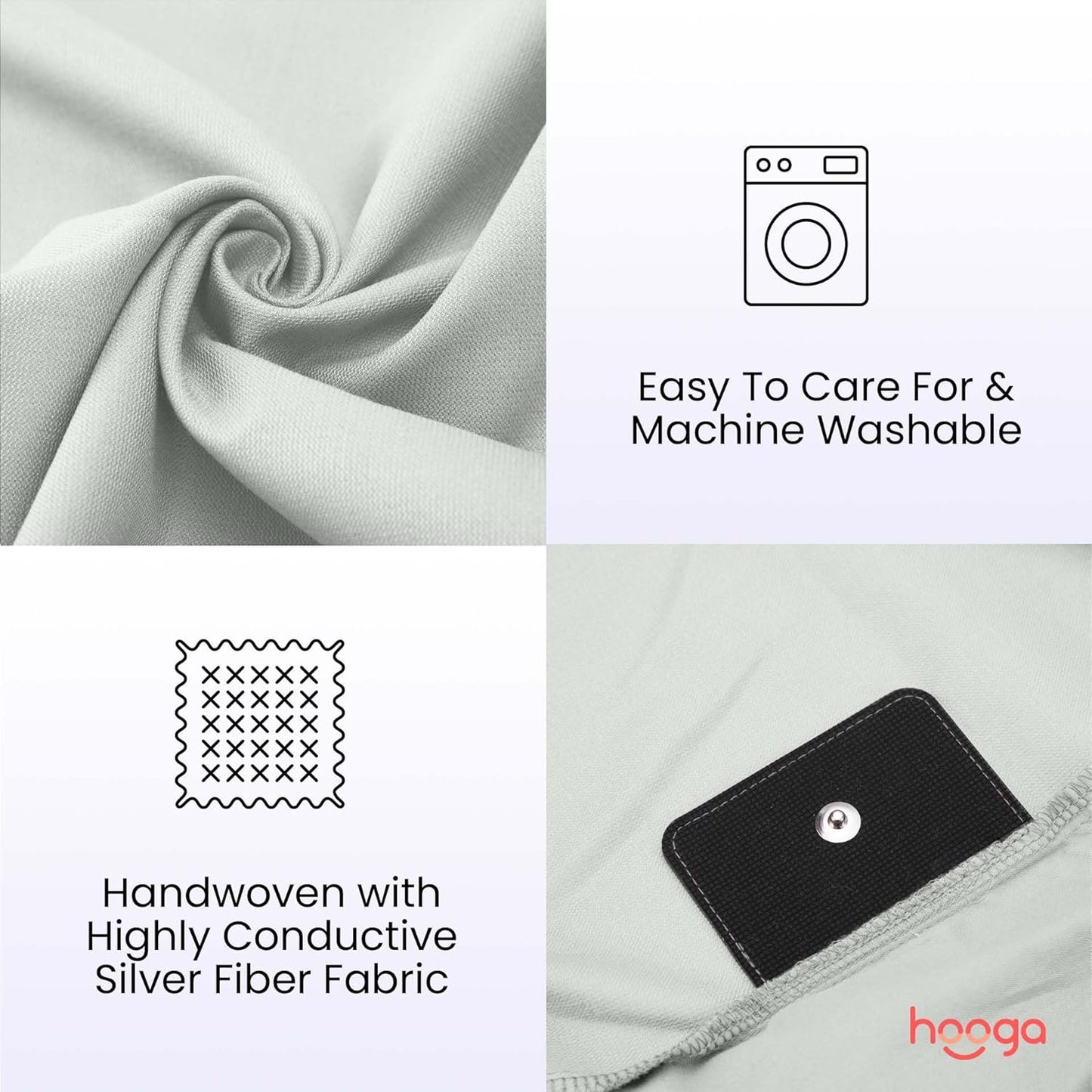 Hooga Grounding Pillow Case, Queen Size Earth Connected Pillowcase, Bedding. Improve Sleep, Energy