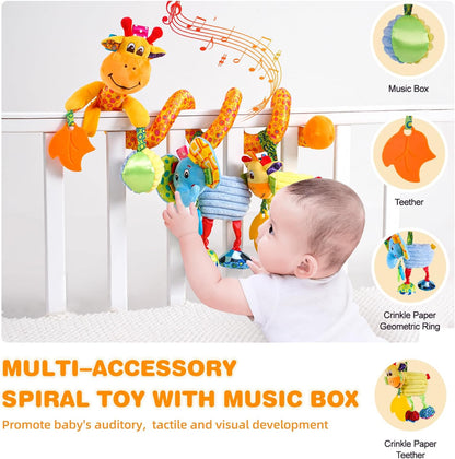 Jollybaby Crib Stroller Car Seat Toys for Baby 0-3-6-9-12 Months, Tummy Time Hanging Sensory Toys