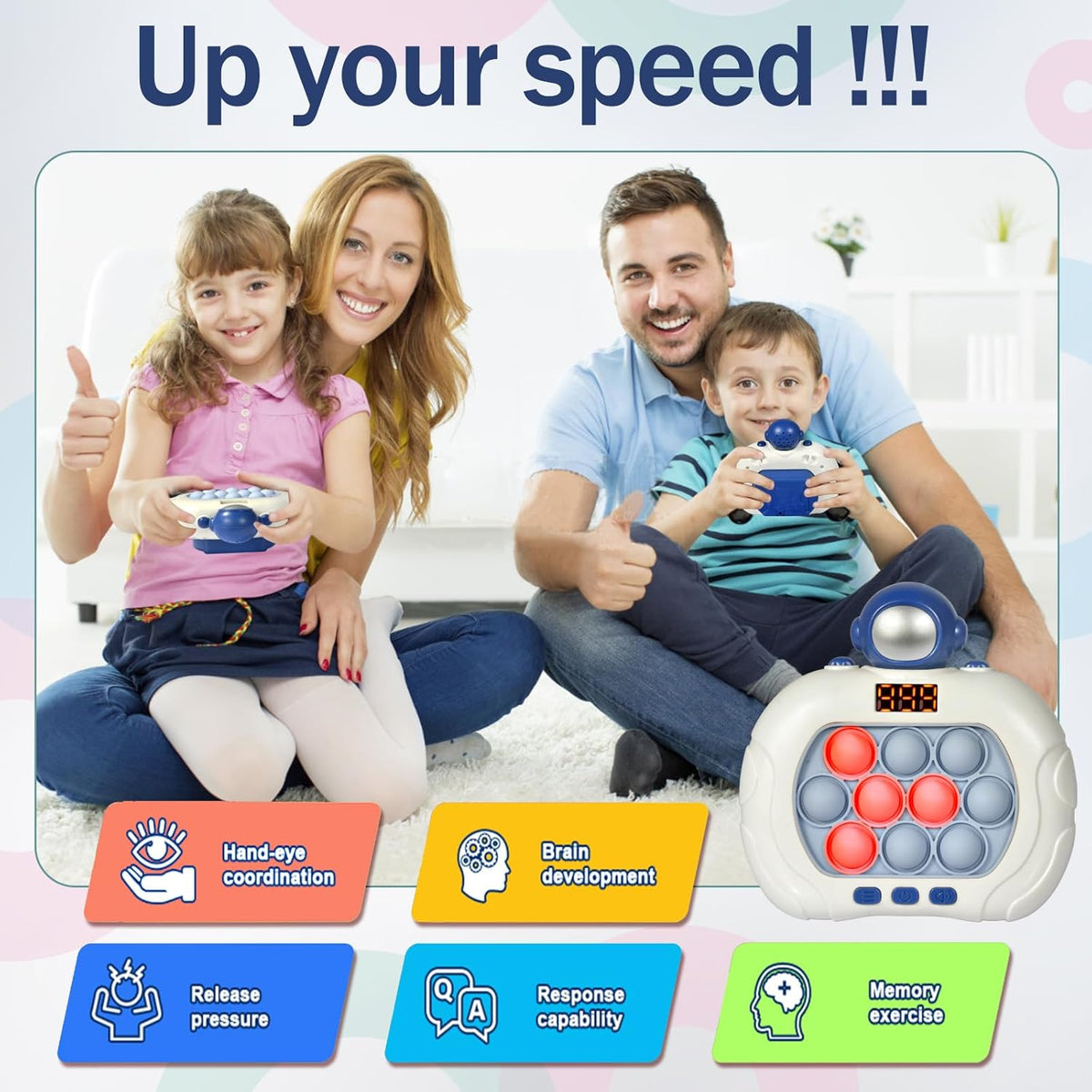 Fast Push Game Pop Fidget Toys for Kids, Fast Push Bubble Game, Handheld Puzzle Game Sensory Toys