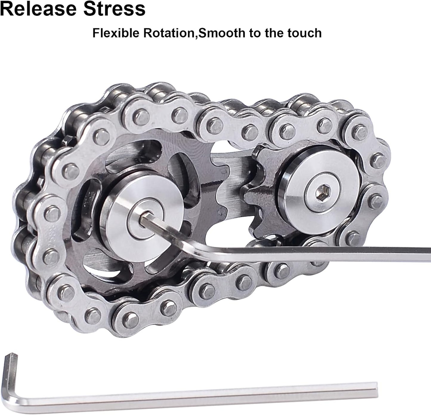Chain Gear Fidget Spinner, Metal Sprocket Chain Fidget Toy, Stress Anxiety Relief Fidget Toy, Bike