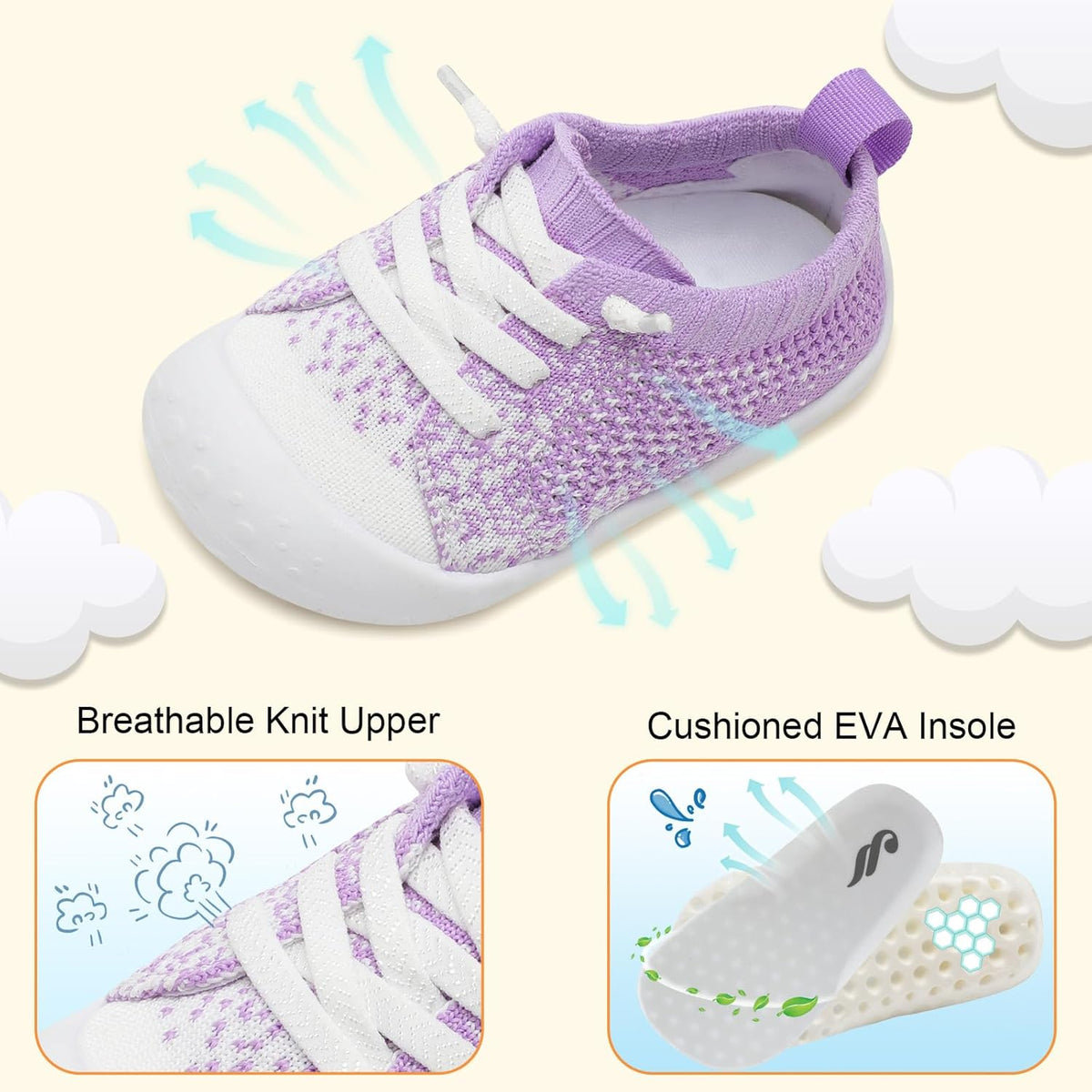 JIASUQI Baby Shoes for Toddler Boys Girls Sneakers Slip on Walking Shoes for Babies