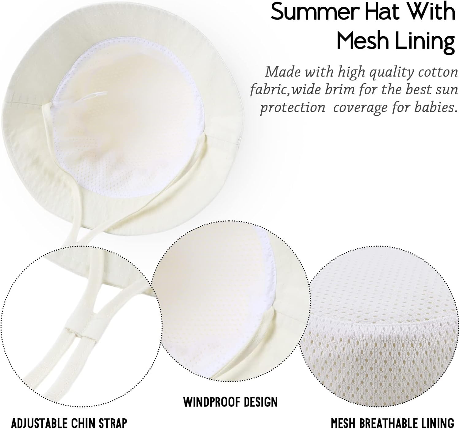JANGANNSA Cotton Baby Sun Hat Infant Toddler Boys Girls Bucket Hats Summer Sun Protection Kids