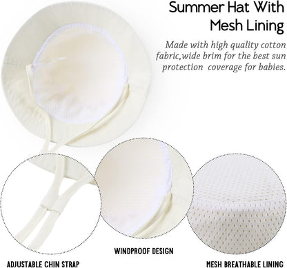 JANGANNSA Cotton Baby Sun Hat Infant Toddler Boys Girls Bucket Hats Summer Sun Protection Kids