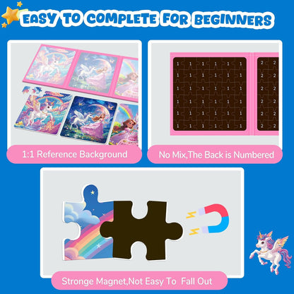 Magnetic Jigsaw Puzzles for Toddlers Kids 3-8 Girls,(3 36-Pieces) Travel Puzzles Toys for Kids Ages