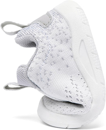 MORENDL Toddler Slip On Sneakers Baby Walking Shoes Non-Slip Breathable Unisex Pink Mesh Lace-Up